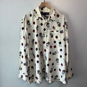 Vintage Y2K Phat Farm Men's Bull Print Long Sleeve Button Shirt Size X-Large